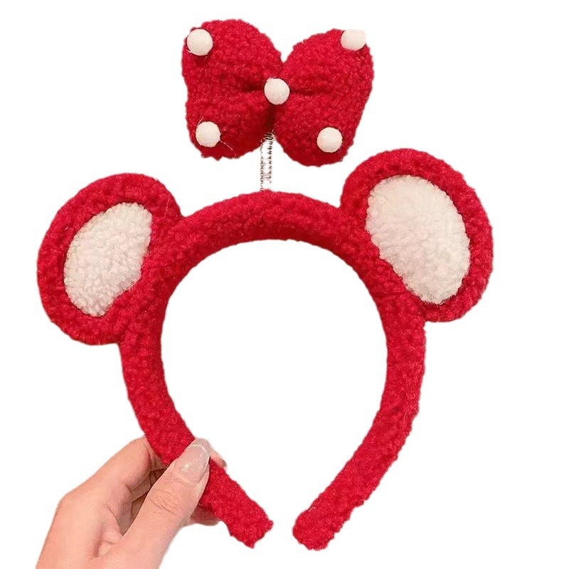 2024 otoño y invierno nuevo dulce tierna chica lavado facial maquillaje banda de pelo peluche correa de cabello fábrica al por mayor