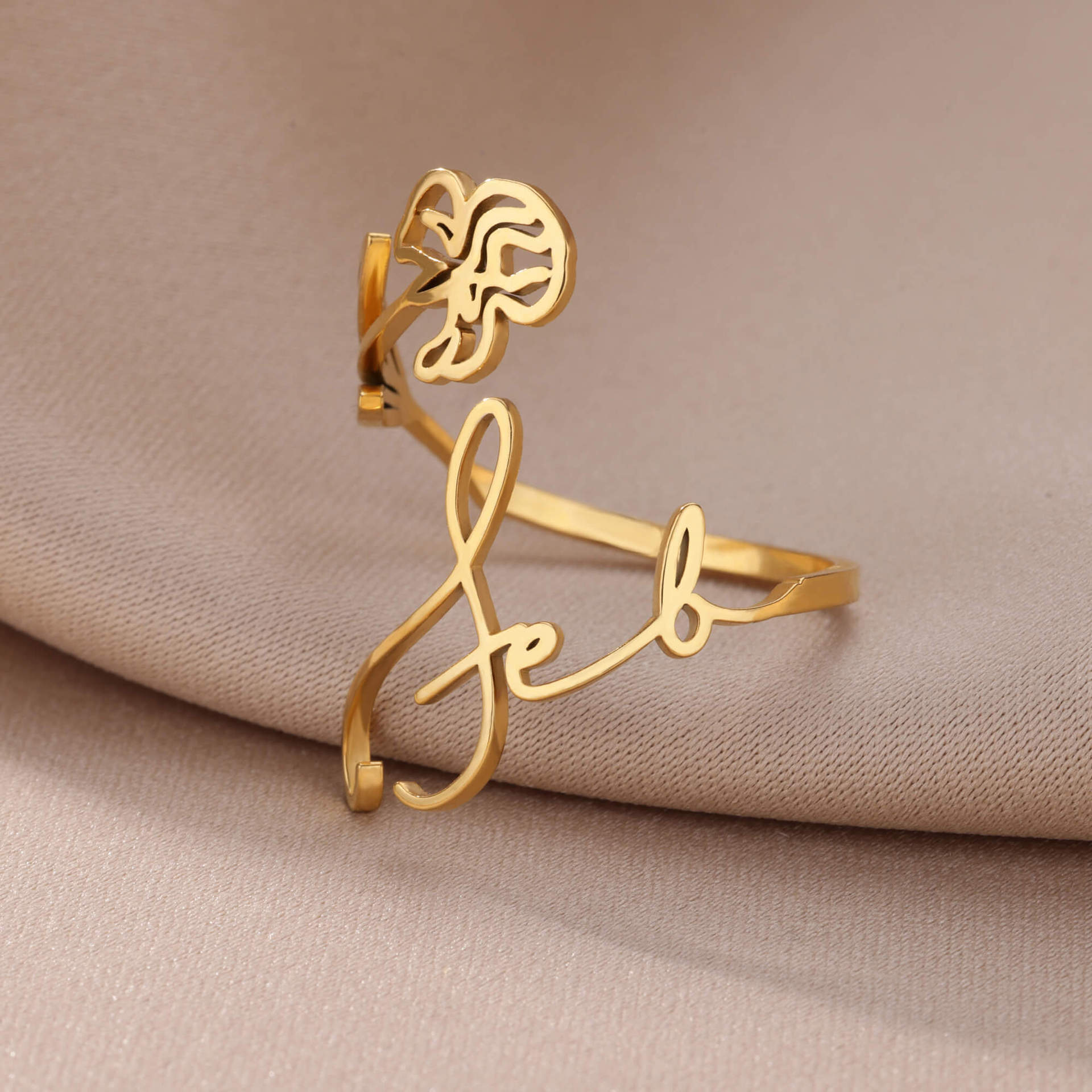 Joyería Al Por Mayor Estilo Vintage Estilo Clásico Flor Acero Inoxidable 304 Enchapado Anillos Abiertos display picture 36