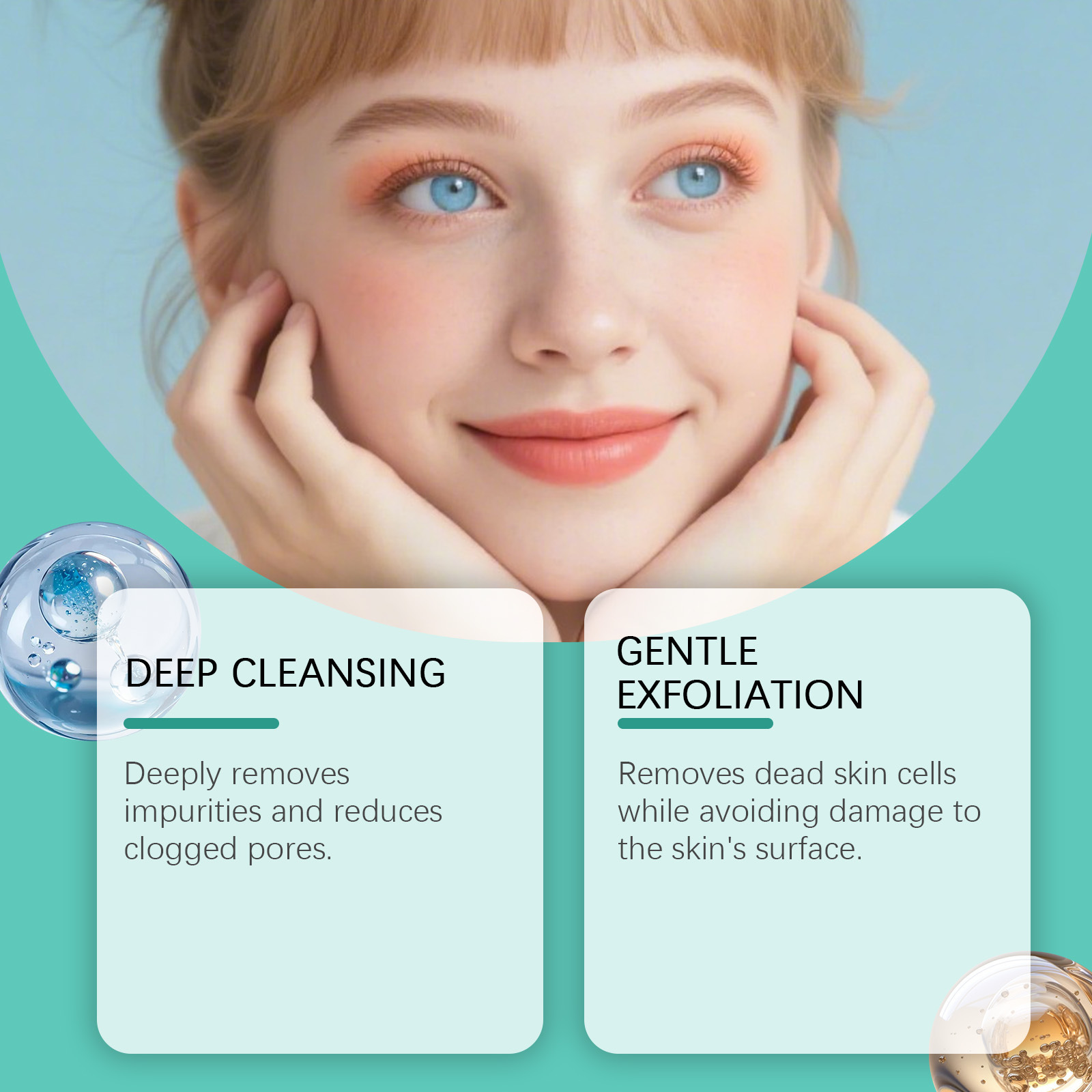 VIARELINE Glycolic Quatine Limpieza suave para la piel facial, limpieza de los poros, refrescante y brillante, almohadilla humectante