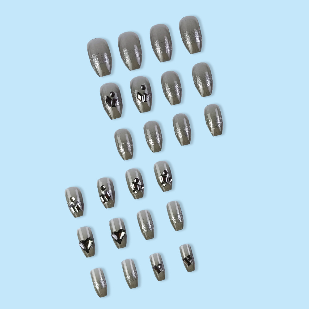 Entrar en venta caliente parche de uñas de color negro de temperamento frío parche de uñas de diamante de lujo ligero elegante desgaste de uñas
