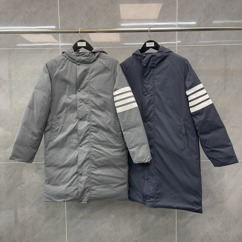 Trendy TB Autumn New Long Raglan Sleeve Striped Four Bar Snap Zipper Cardigan Hooded Down Jacket Jacket Trendy TB Autumn New Long Raglan Sleeve Striped Four Bar Snap Zipper Cardigan Hooded Down Jacket Jacket