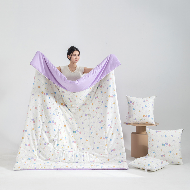 2025 nuevo algodón impreso tipo A almohada colcha dos usos 2 en 1 cojín de sofá de oficina siesta colcha