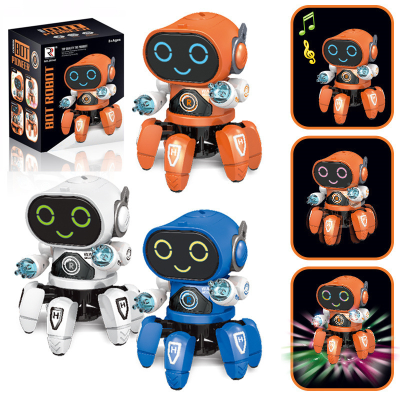 Cross-border new product Dancing Electric Hexapod Fish Robot Toy Intelligent Music Light Children's Toy Wholesale