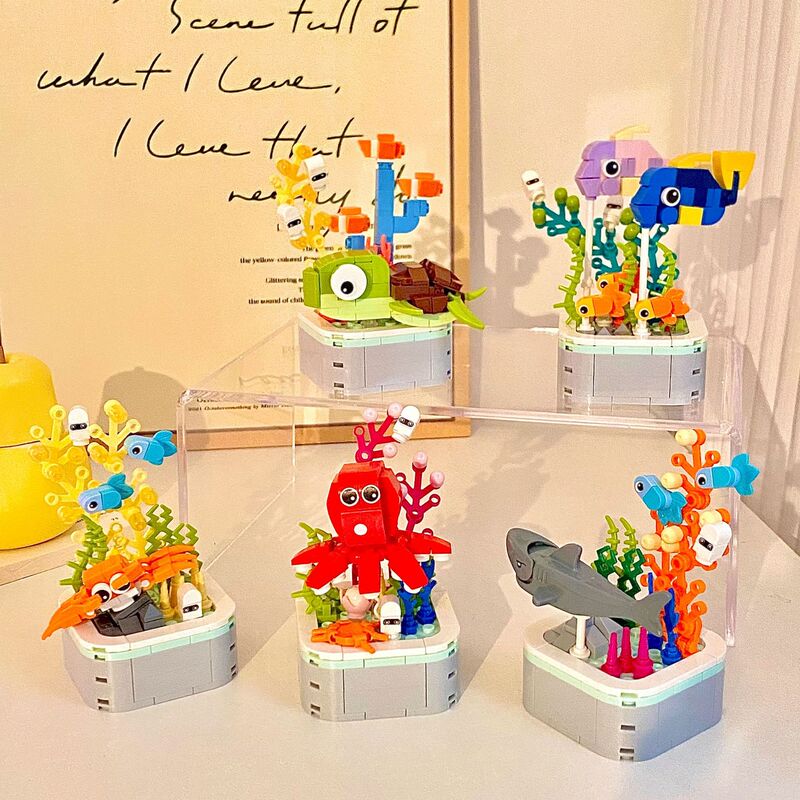 Compatible with Lego Marine Insect Animal Potted Flower Building Block Toys, Educational Children's Gift Creative Assembly Compatible with Lego Marine Insect Animal Potted Flower Building Block Toys, Educational Children's Gift Creative Assembly