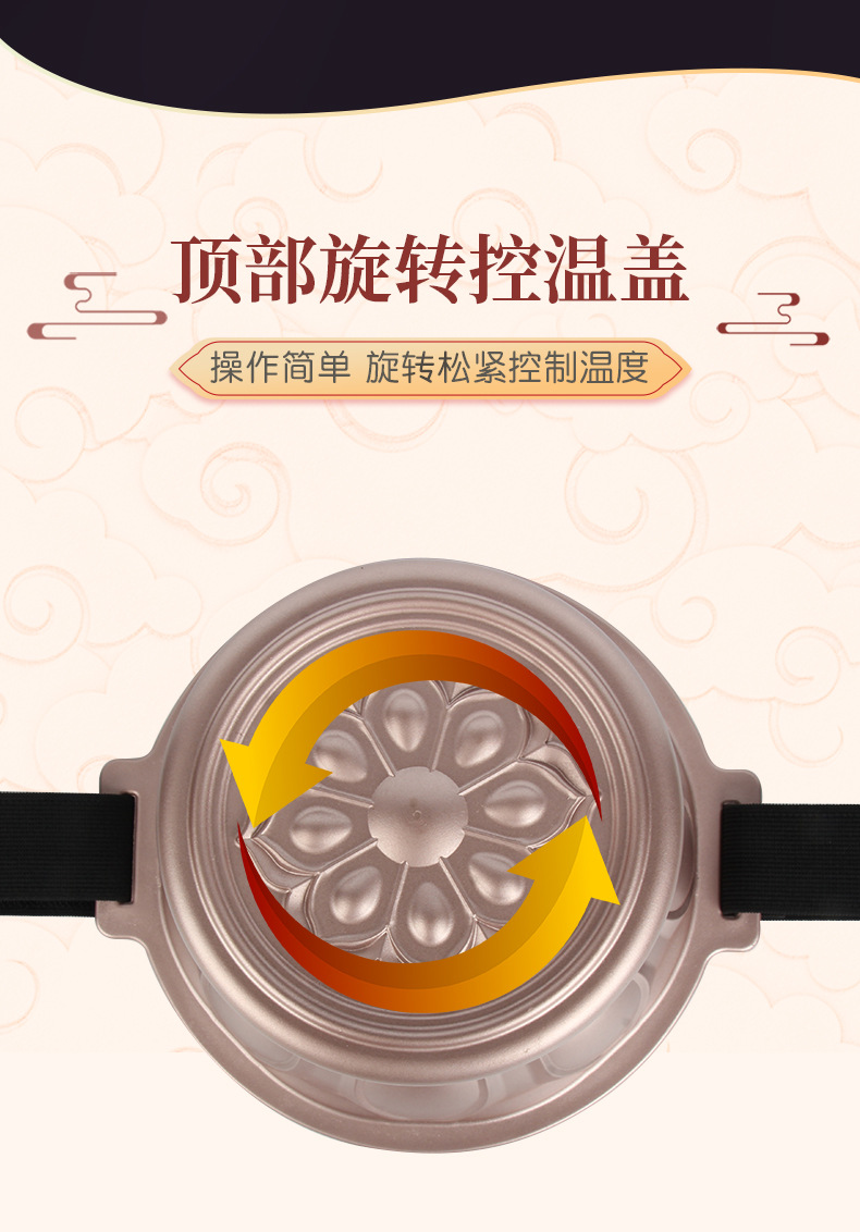 Moxa Lotus Burner Ai Lian Jiu Palace-Style Moxibustion Box with Smoke Filter for Home Warming Therapy key features
