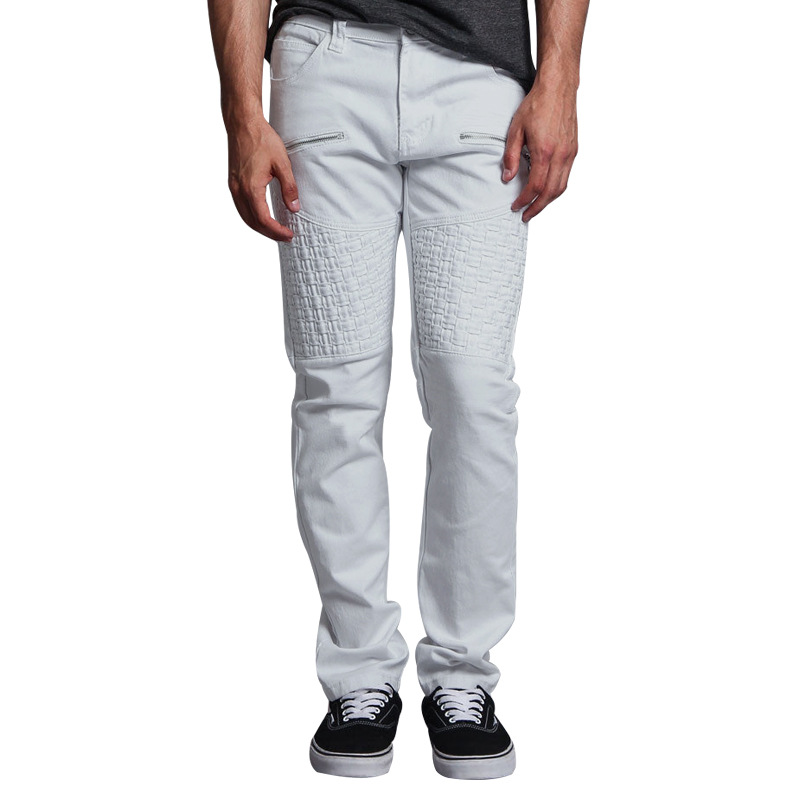 Herren Casual Hosen Arbeitskleidung Sommer Leder Gespleißt Gerade Einfarbig_voghion.com