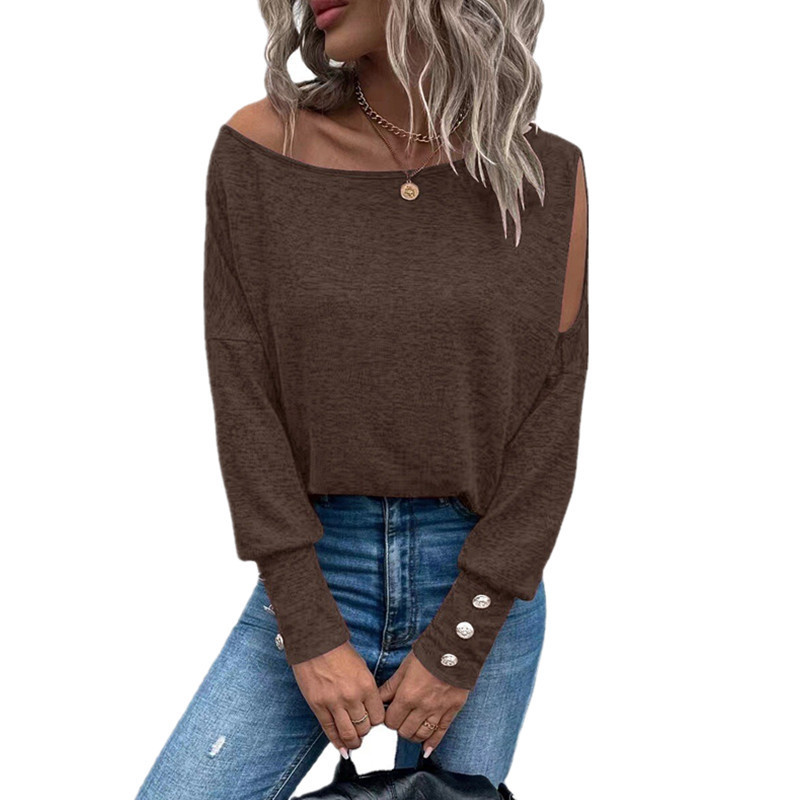 Women's T-shirt Long Sleeve Blouses Button Fashion Streetwear Solid Color display picture 5