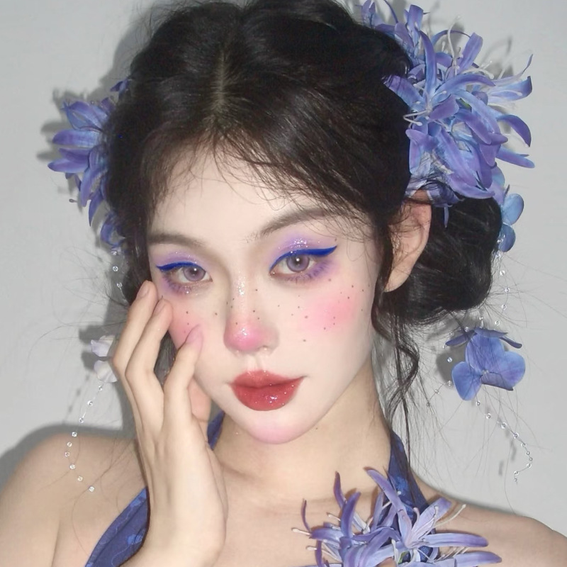 紫色の花のヘアピンスーパー妖精新しい中国風の花の雰囲気写真ヘッドドレス女性のハイエンド古代スタイルの漢服の頭の花|undefined