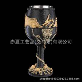 跨境新品骷髅骨骼暗黑风酒杯收纳碗套装 哥特恐怖风酒具摆件