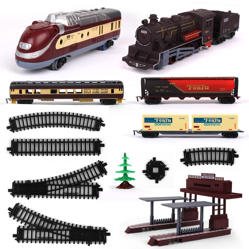 Train Toy Accessories Locomotive Track Train Station Straight Track Curved Track Fork Track Carriage Bridge Tree