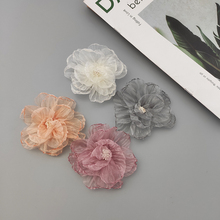 。手工diy花心服装辅料花苞烧边布艺绢纱花朵发夹饰品鞋花配