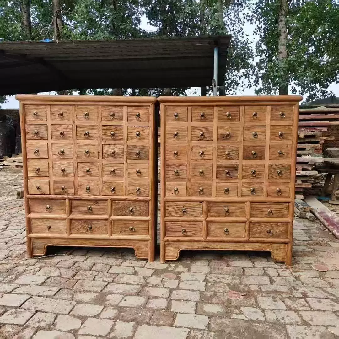 榆木中药柜风化木多宝阁抓药柜中式储物柜药材储物收纳柜抽屉柜