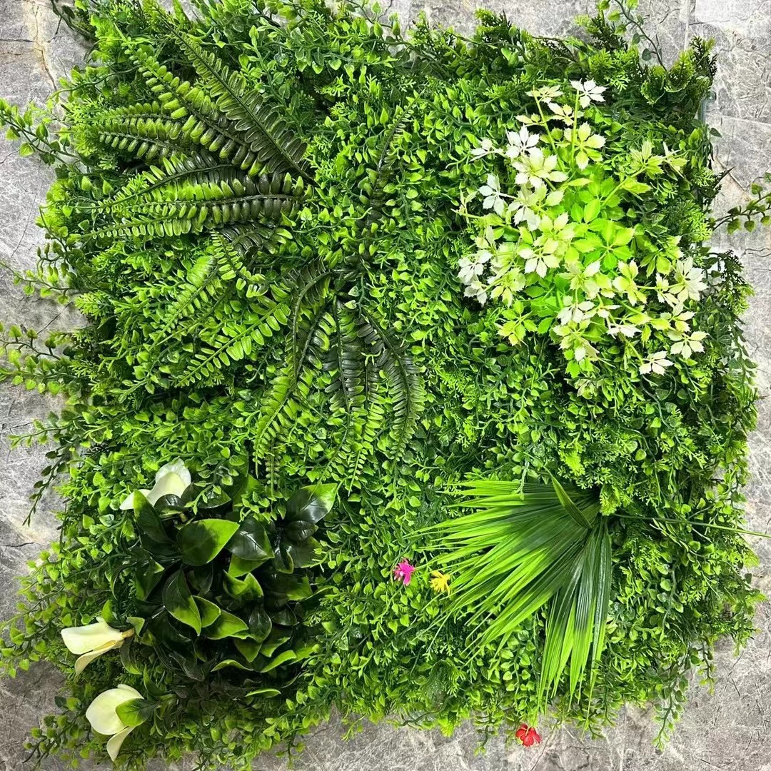 Pared de planta de simulación, sala de estar, pared de decoración, planta verde persa, pared de helecho de simulación, decoración de interiores de boda