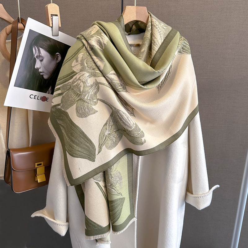 Travel large shawl women's cashmere-like outer scarf cape printed pattern tassel air-conditioned room cloak blanket autumn and winter Travel large shawl women's cashmere-like outer scarf cape printed pattern tassel air-conditioned room cloak blanket autumn and winter
