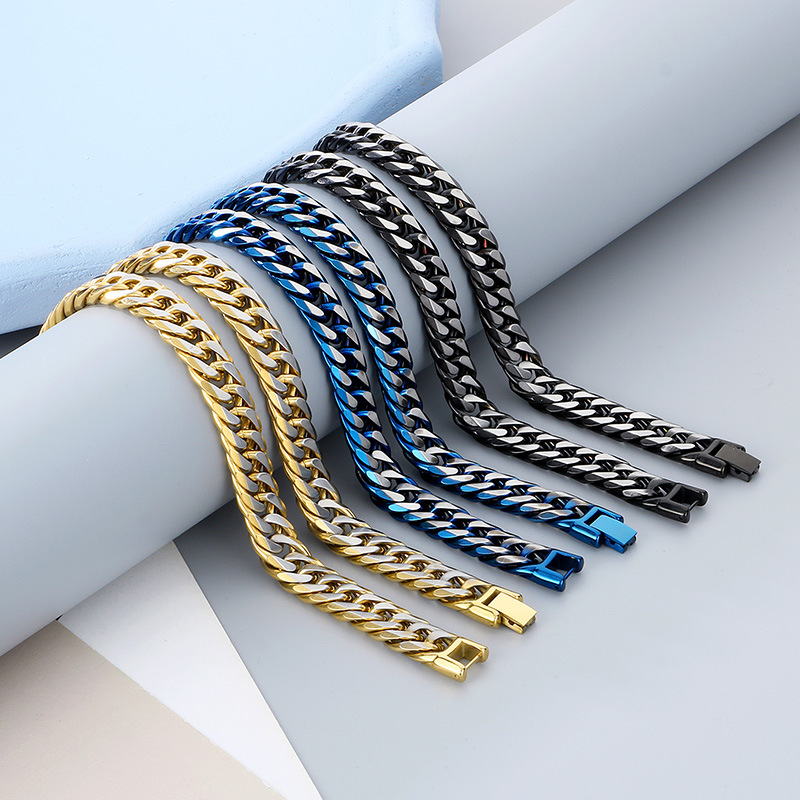 50g Weight PVD Coated Gold Plating Process 18K Real Gold Plated Plating Material Bracelets, Necklace Classification Cuban Link Chain Curb Chain Chain Type 1 Piece Quantity Daily, Party, Street Occasion 304 Stainless Steel Material Geometric Pattern All Seasons Season Men's Gender Hip-Hop, Vintage Style Style Plating Craft Wholesale Jewelry Hip-Hop Vintage Style Geometric Titanium Steel Plating Bracelets Necklace Cuban Link Chain Curb Chain 10