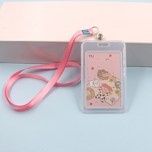 Student card holder with lanyard soft glue transparent kindergarten card holder bus card holder citizen health code card holder wholesale