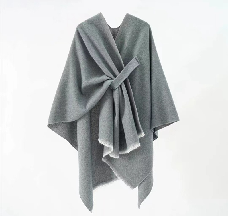 Capa de punto de imitación de cachemira de alta gama, estilo étnico, color sólido, a rayas, chal liso, capa decorativa