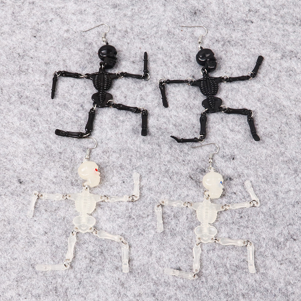 Women'S Gender 1 Pair Halloween Exaggerated Skull Resin Drop Earrings