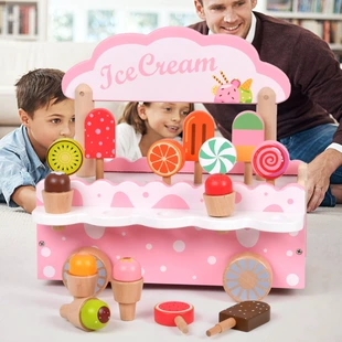 Деревянная тележка-мороженое для сюжетных игр 3–6 лет