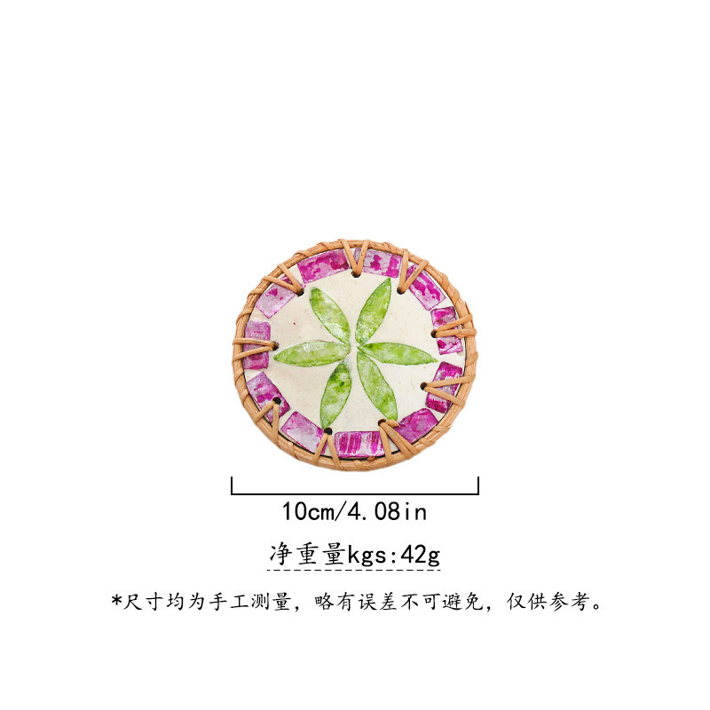 Posavasos de color de ratán simple de estilo del sudeste asiático, aislamiento térmico, mesa de centro anti-escaldado, posavasos de té, tapetes, stock