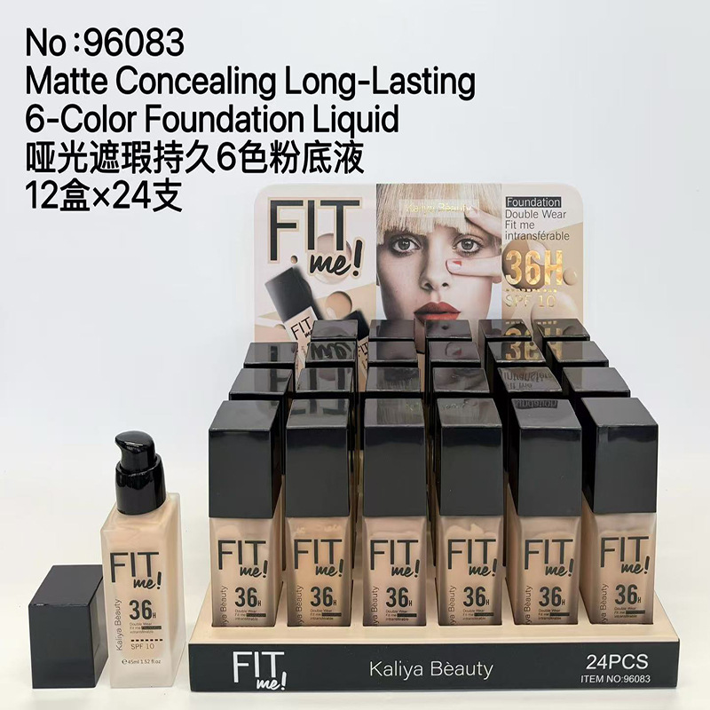 Base de Maquillaje Líquida 6 Colores Vidrio Tono Uniforme, Efecto Mate para Maquillaje Facial