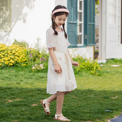 Summer girls' dress 2024 new design Korean style medium and large children's skirt summer clothing pastoral style flower children princess dress