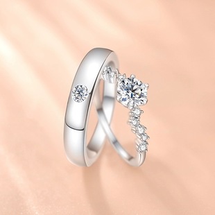S925 Sterling Silver 1 karat Moissanite Ring Female Star Dream Six-claw Couple Pair Ring Wedding Valentine's Day Gift in stock