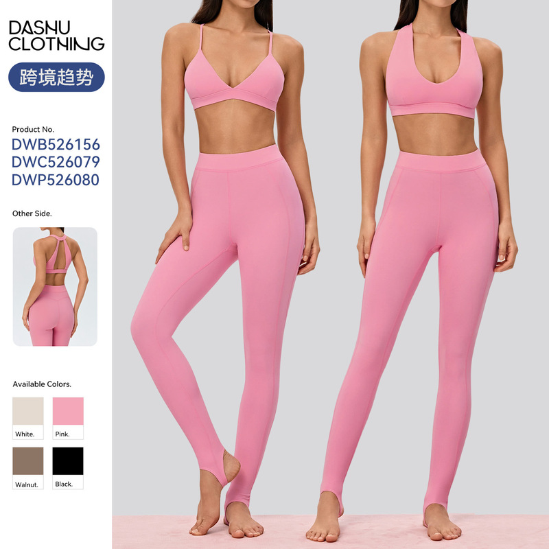 Cross-border women's sports suit with chest pads, slim-fit, slimming fitness suit, Pilates outerwear, training yoga outfit Cross-border women's sports suit with chest pads, slim-fit, slimming fitness suit, Pilates outerwear, training yoga outfit