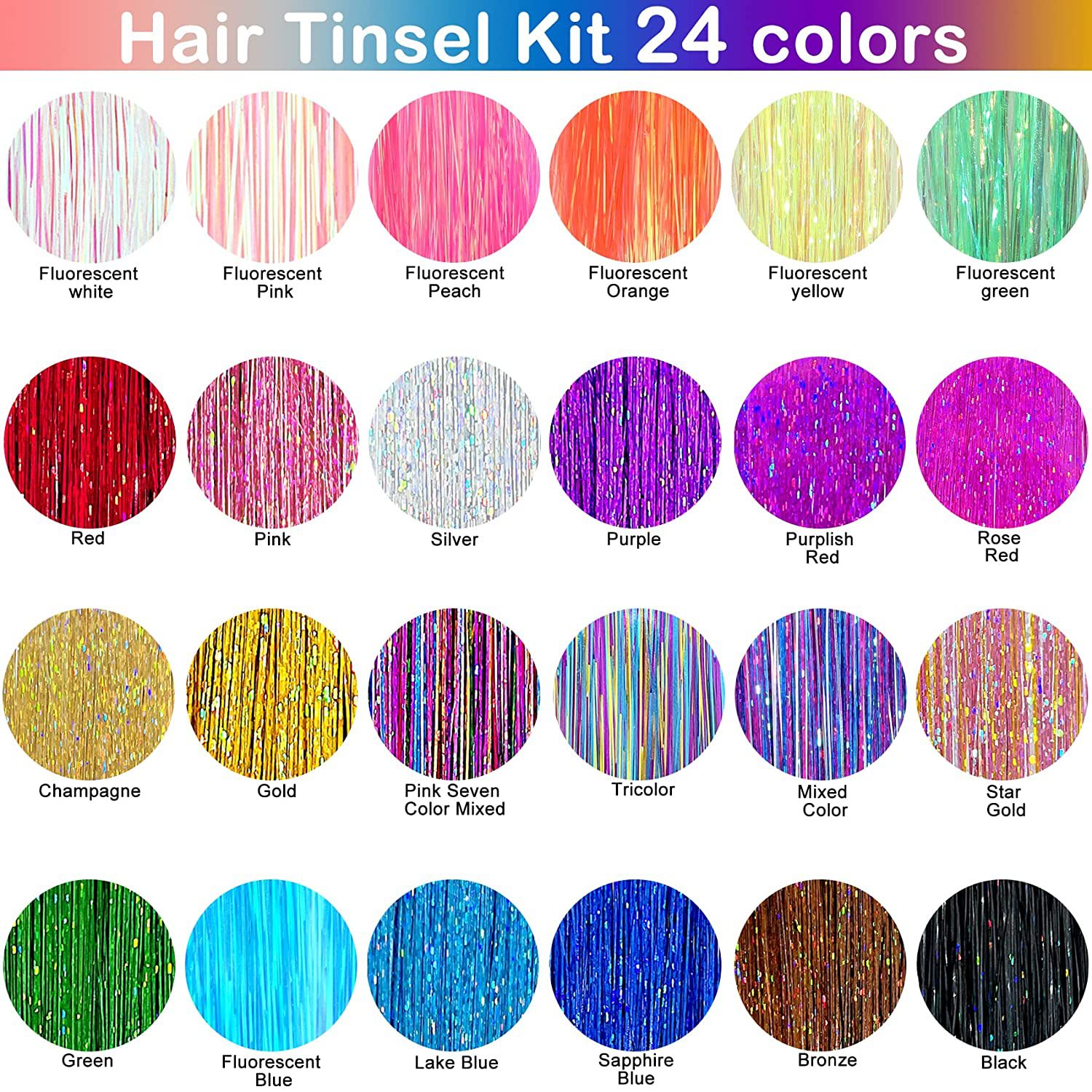 Laser brillante extensión de cabello multicolor filamento de cabello fiestas de estilo trenzado decoración de cabello de seda brillante adornos de cabello al por mayor