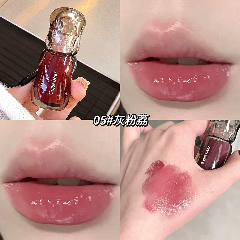Игрушечный меховой медведь Геге? (Gege bear) Ледяной ведро, бальзам для губ, блеск для губ для студентов, с маленькими медведями, интенсивное увлажнение, зеркальный эффект, эффект пухлых губ
