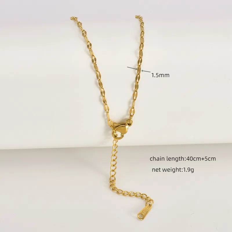 17g Weight Chain Jewelry Making Type 18K Gold Plated Plating Material Chain Necklace Classification 1 Piece Quantity Titanium Steel Material Geometric Pattern All Seasons Season Polished Finish Plating Design Simple Style Style 1 Piece Titanium Steel 18K Gold Plated Polished Chain Necklace Chain Simple Style Geometric 19