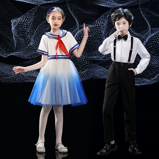 儿童合唱服演出服大合唱团男女童礼服中学生诗歌朗诵表演服装六一