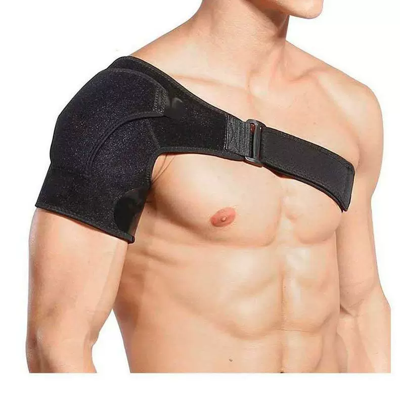 跨境可调节运动护肩加压防护单肩膀带护具举重健身防拉伤左右臂带