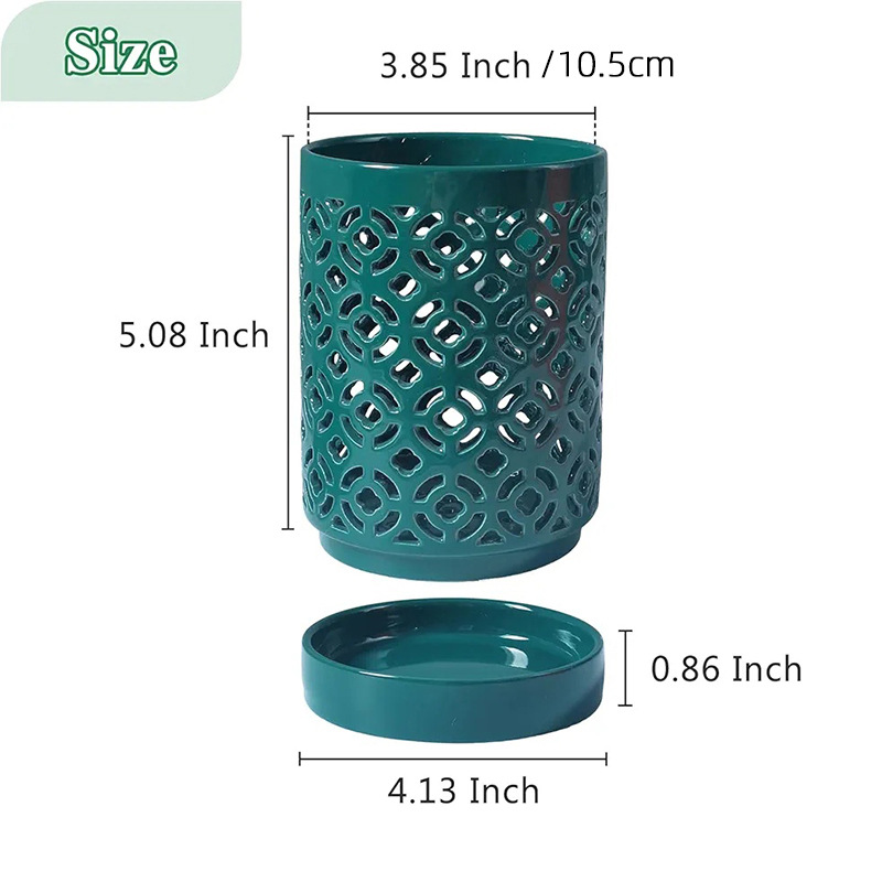 雕通筷筒墨绿色【梅花】