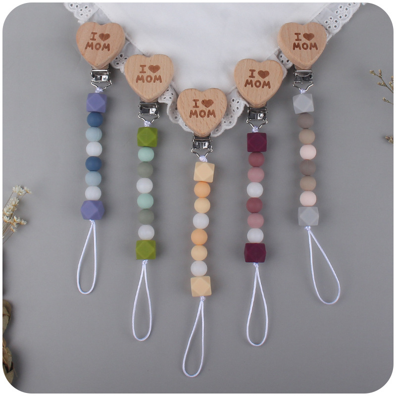 Suministros para bebés amor Haya clip calmante bebé cuentas de silicona mordedura pezón molar cadena anti-caída Amazon