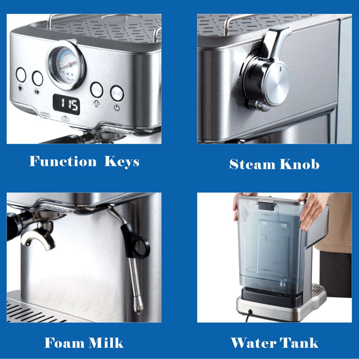 Máquina de café italiana transfronteriza con leche concentrada semiautomática doméstica de la norma europea