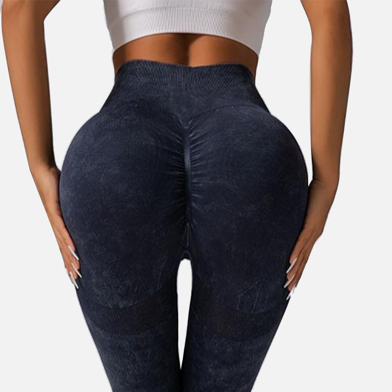 2024 comercio exterior europeo y americano sin costura lavado sexy pantalones de yoga melocotón cadera deportes fitness pantalones leggings de mujer