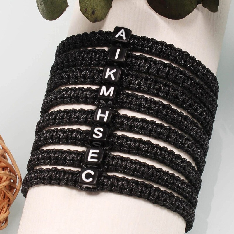 Cross-Border New Style 26-Letter Alphabet Bracelet with Flat Knot, Hand-Woven, Adjustable, Friendship, Fashion, Couple Gift Bracelet Cross-Border New Style 26-Letter Alphabet Bracelet with Flat Knot, Hand-Woven, Adjustable, Friendship, Fashion, Couple Gift Bracelet