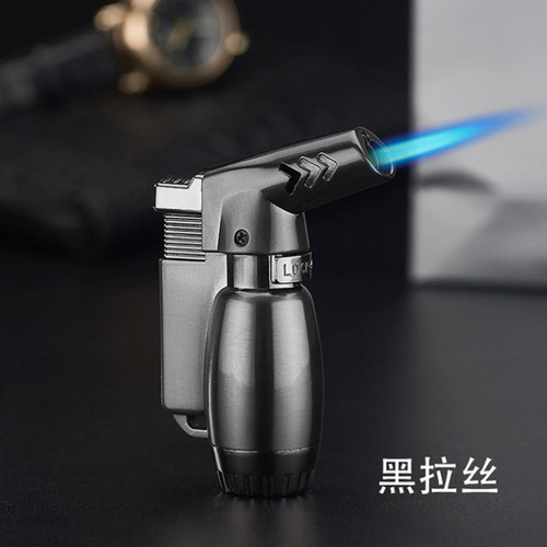 BK851 Bends Olive Straight Shot Gas Lighter Lock Flame Blue Flame Metal Windproof Lighter Cross-border