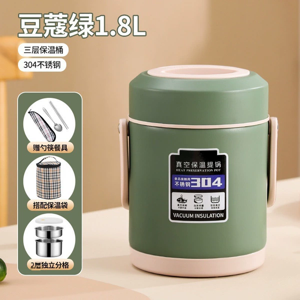 1.8L Cardamom green (three layers) tableware+heating bag