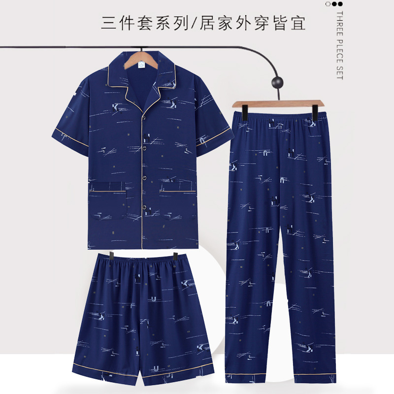 ZH3306 다크블루 [반팔+반바지+바지]