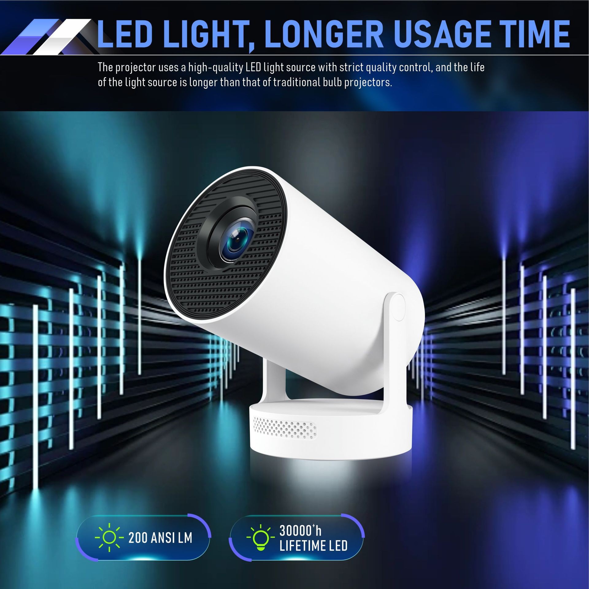 HY300Plus Proyector 4K de enfoque corto Proyector mini portátil inteligente de pared de dormitorio de ultra alta definición