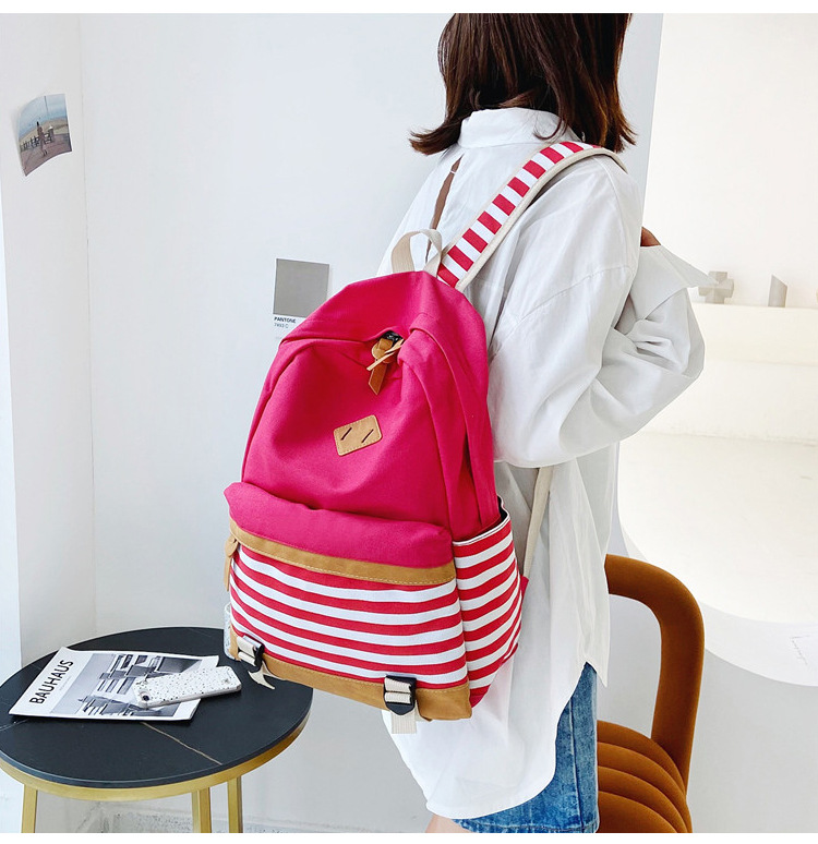 Stripes Large Capacity Fashion Canvas Backpack Wholesale Nihaojewelry display picture 14