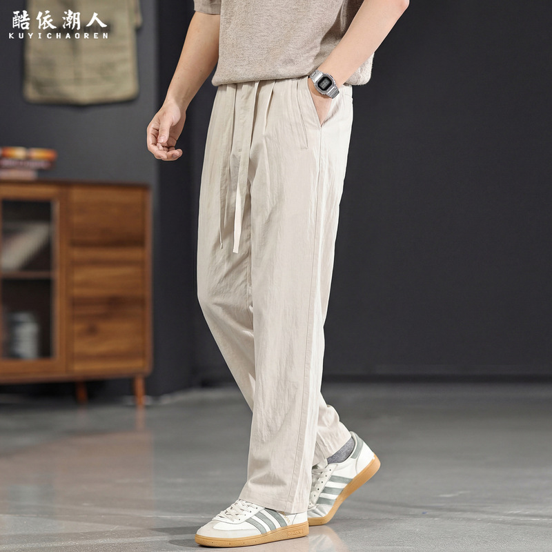 Lyocell Linen Slightly Wrinkled Spring/Summer Thin Drape Straight Casual Pants for Men 2026 New Style Commuting Old Money Style Loose Fit Lyocell Linen Slightly Wrinkled Spring/Summer Thin Drape Straight Casual Pants for Men 2026 New Style Commuting Old Money Style Loose Fit