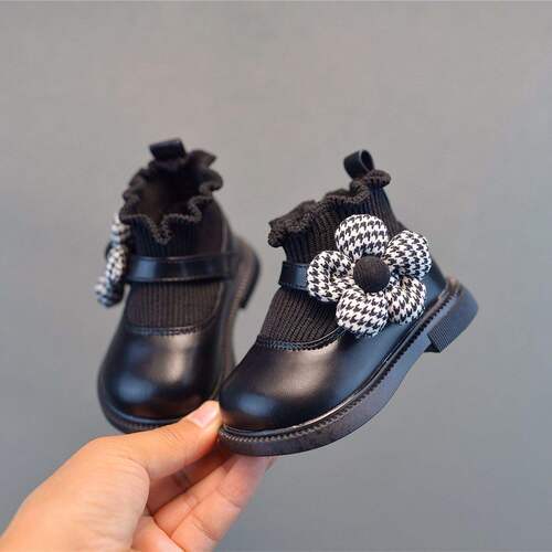 Girls 'shoes, Korean style, spring and autumn, new style, sunflower princess short boots, foreign-style toddler shoes, non-slip, soft sole, kick on