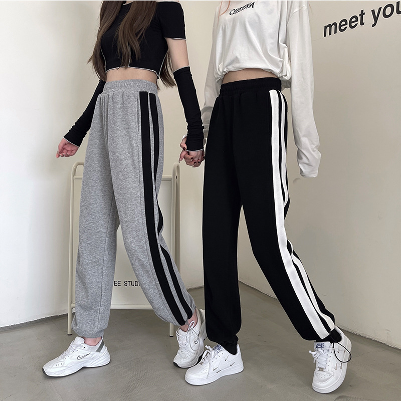 运动裤女裤宽松秋冬季2021新款显瘦百搭哈伦裤春秋束脚休闲卫裤子