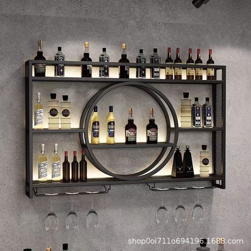 Bar Counter Iron Wine Cabinet Wall-mounted Wine Rack Wine Cabinet Household Small Living Room Bar Dining Room Suspended Wall Cabinet