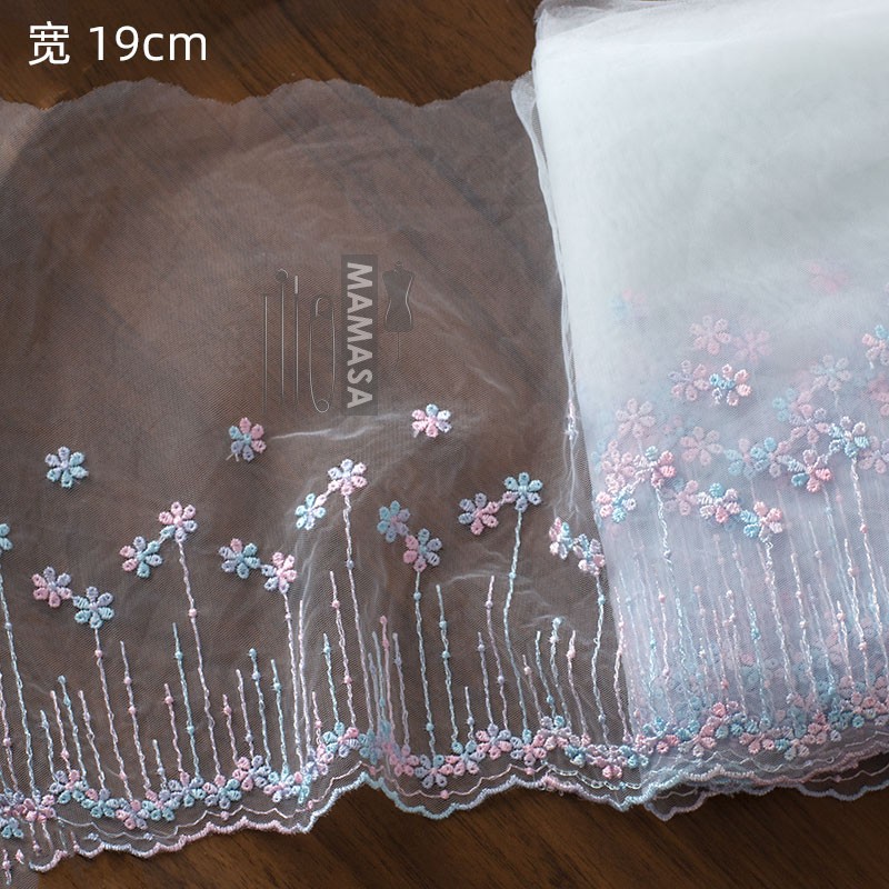 Alta calidad dopamina sueño bordado colorido hilo de malla encaje DIY mano lolita ropa tela accesorios para el cabello