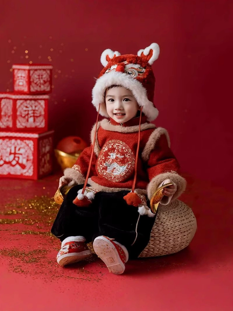 Зимний новогодний костюм для мальчиков Новый детский хлопок утолщает праздничную новогоднюю одежду