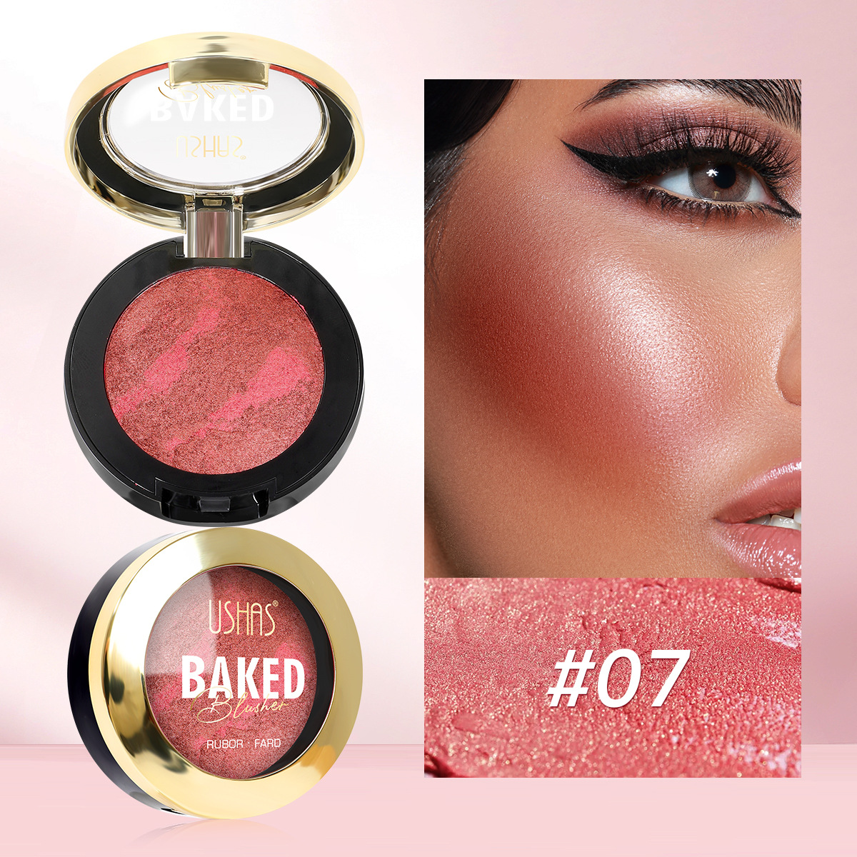 USHAS Transfronterizo Amazon Hot Sale Blush Waterproof Durable Gradient Blush UF061A + B